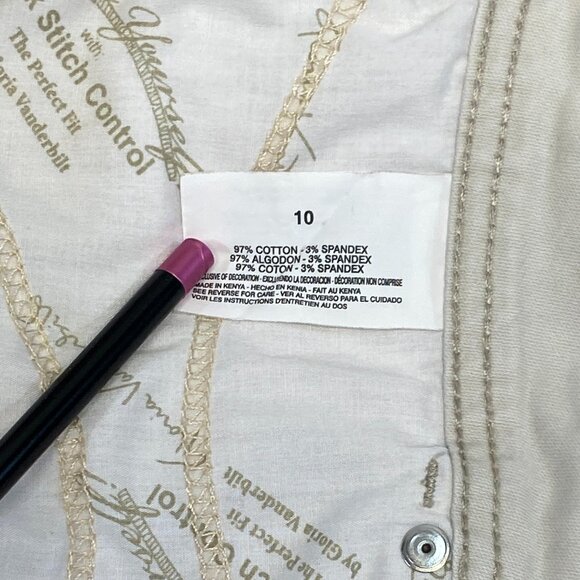 Gloria Vanderbilt High Rise Stretch Denim Capris Ivory Embroidered Perfect Fit - Picture 12 of 13